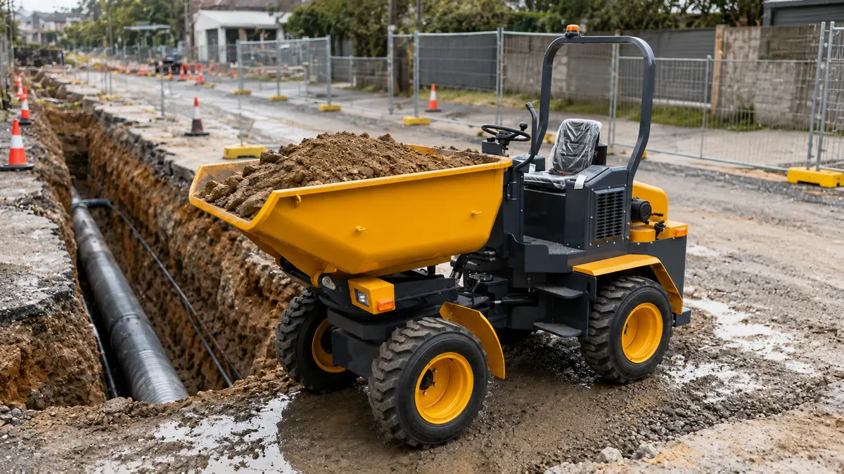 Rural road repair aggregate haul across uneven access routes